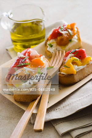 Ricotta and grilled pepper Bruschettas Ricotta and grilled pepper Bruschettas