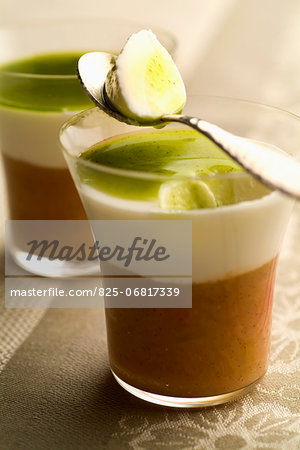 Stewed rhubarb and almond milk cream dessert Stewed rhubarb and almond milk cream dessert