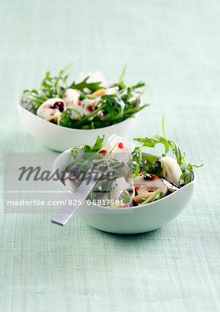Rocket lettuce,mushroom ,parmesan and pine nut salads Rocket lettuce,mushroom ,parmesan and pine nut salads