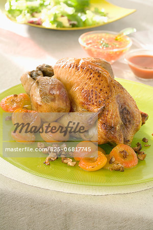 Roast guinea-fowl with apricots