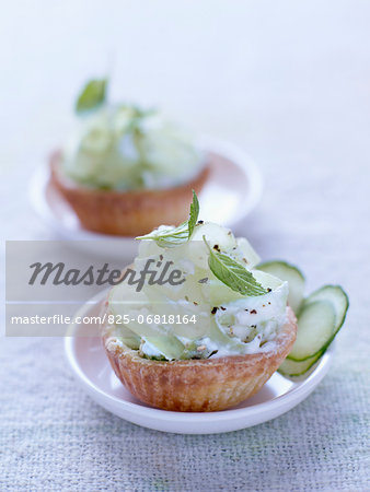 Cream cheese and cucumber tartlets
