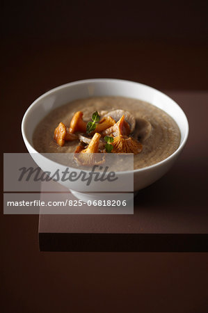 Chanterelle and buckwheat soup