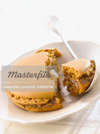 Eating a coffee macaroon Eating a coffee macaroon