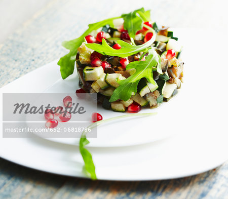Zucchini,eggplant and pomegranate seed Timbale Zucchini,eggplant and pomegranate seed Timbale
