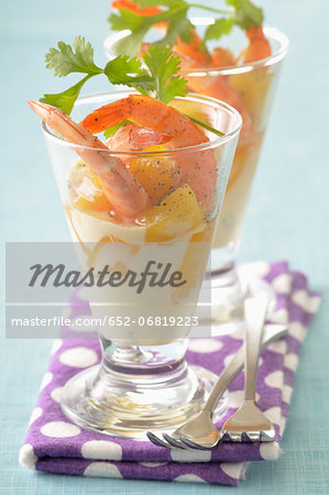 Mango and shrimp cocktail