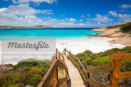 Australia, Western Australia, Esperance.  Boardwalk leading down to Blue Haven Beach.