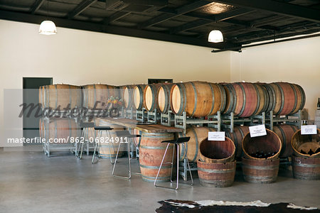 Australia, Western Australia, Mt Barker.  Wine barrels at West Cape Howe Wines cellar door.