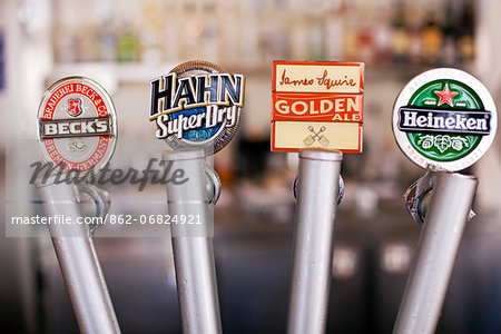 Australia, Western Australia, Perth.  Beers on tap at Subiaco Hotel.