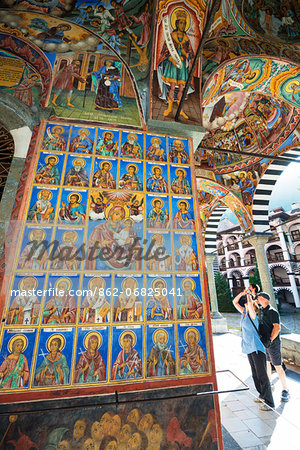 Europe, Bulgaria, Rila Monastery, frescoes by Zahari Zograf, Nativity Church, Unesco World Heritage Site