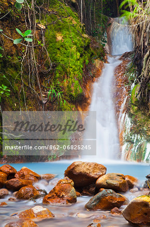 Dominica, Laudat. Mineral pool on the Boiling Lake hike. The unique colour is derived from the presence of Calcium, Carbon, Sulphur and Iron in the water. Dominica, Laudat. Mineral pool on the Boiling Lake hike. The unique colour is derived from the presence of Calcium, Carbon, Sulphur and Iron in the water.