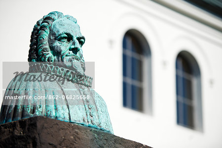 Iceland, Reykjavik, statue of Jon Vildalin 1666-1720, by R Jonsson