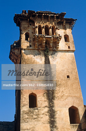 Asia, India, Karnataka, Hampi, Royal Enclosure. The watertower in the Zenana, ladies' quarter.