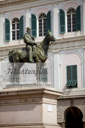 Northern Italy, Italian Riviera, Liguria, Genova. Monument to Italian unification hero Giuseppe Garibaldi