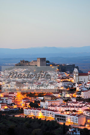 The historical village of Castelo de Vide at twilight. Alentejo, Portugal