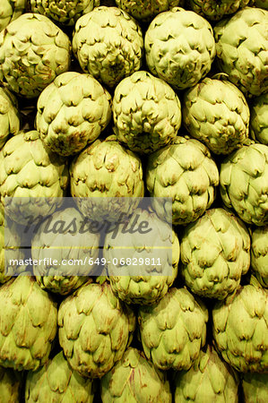 Globe artichokes for sale in Boqueria Market, Barcelona, Spain Globe artichokes for sale in Boqueria Market, Barcelona, Spain