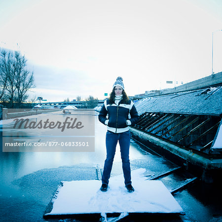 Teenage girl outdoors, winter