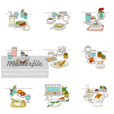 Set of various food icons