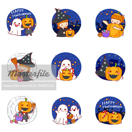 Set of various halloween related icons