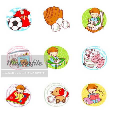 Set of various baby related icons