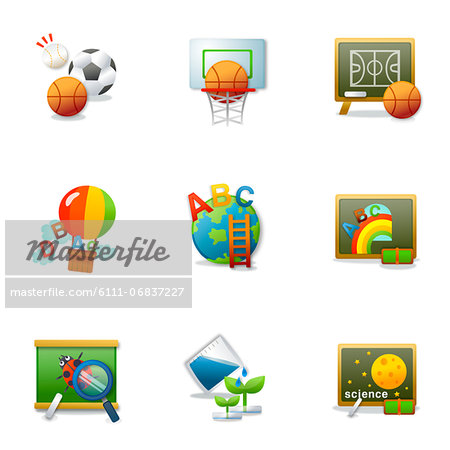 Set of various education and sports related icons