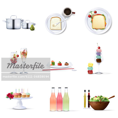 Set of various food icons