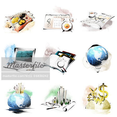 Set of various business and food related icons