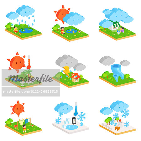 set of various weather and seasonal related icons