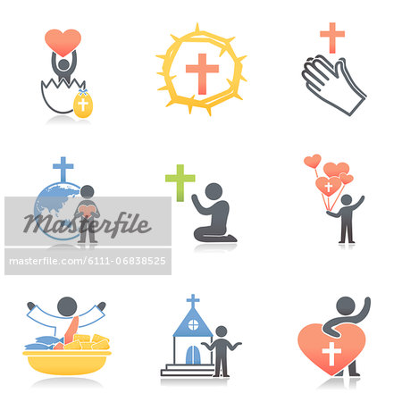 Set of various medical and religion related icons