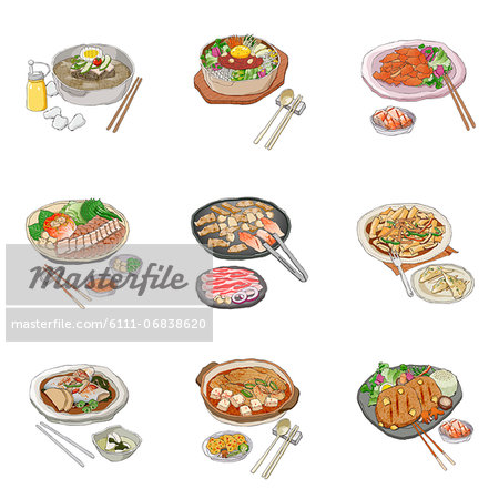 Set of various food icons