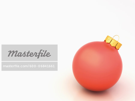 Red Christmas ball on white background