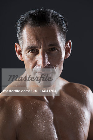 Portrait of Man Sweating, Studio Shot