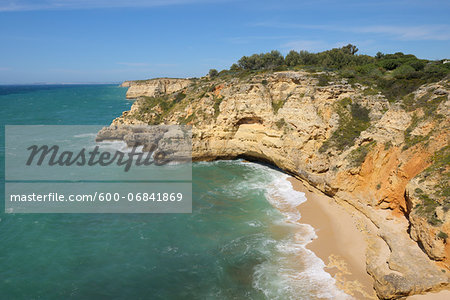 Cliffs at Praia do Paraiso, Carvoeiro, Lagoa, Algarve, Portugal