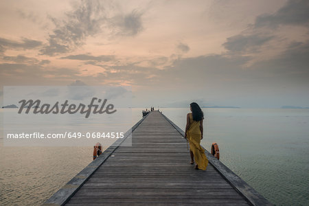 Woman on pier, Taling Ngam Beach, Ko Samui, Thailand