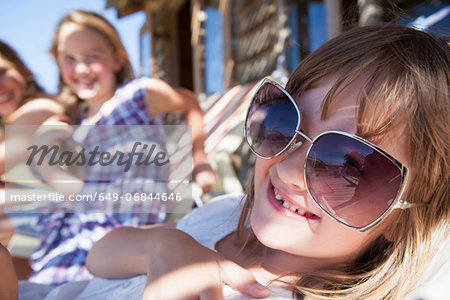 Close up portrait of girl wearing sunglasses