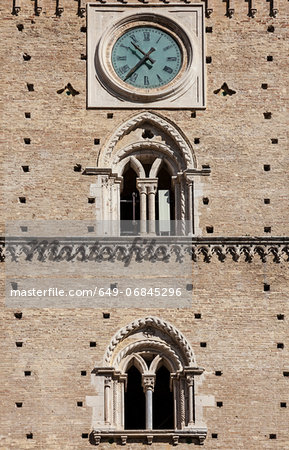 Close up detail of tower in Chieti, Abruzzo, Italy