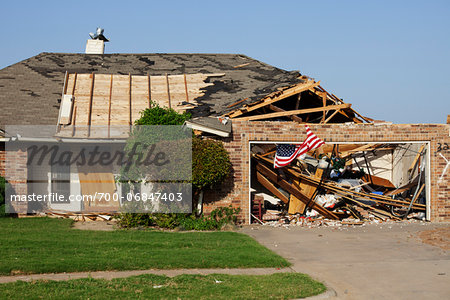 Tornado Damage to Home, Moore, Oklahoma, USA.