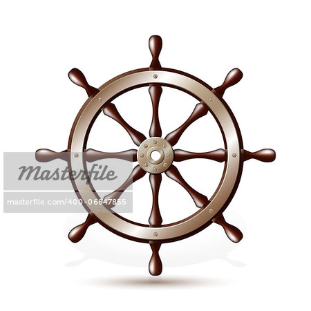 Steering wheel for ship isolated on white background.  Vector illustration