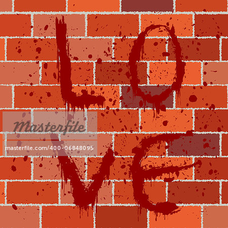 Bloody text on brick wall