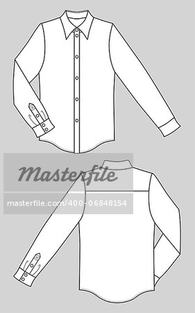 Outline black-white shirt vector illustration isolated on grey. EPS8 file available.  You can change the color or you can add your logo easily.