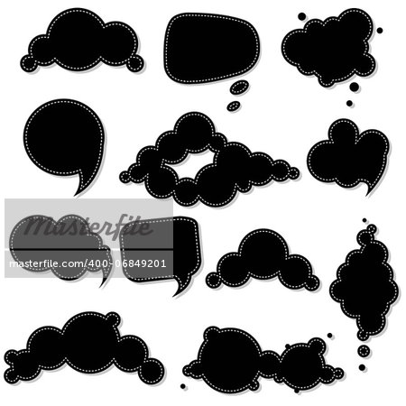 Black Speech Bubble, Isolated On White Background, Vector Illustration