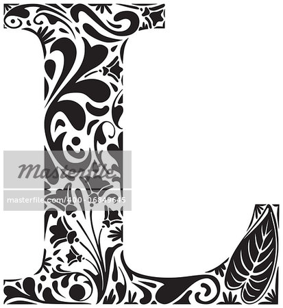 Floral initial capital letter L Floral initial capital letter L