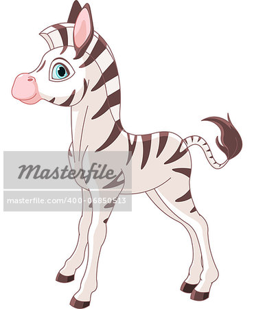 Illustration of cute zebra foal standing