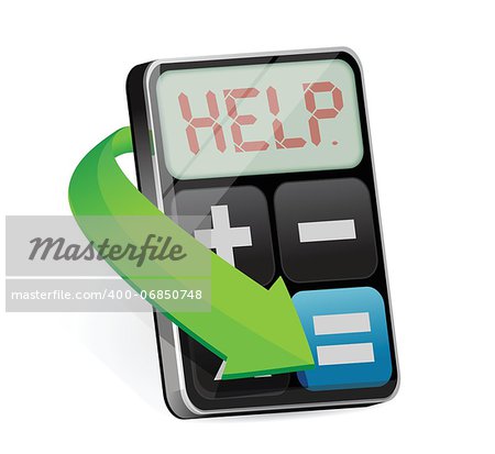 calculator displays the word Help illustration design over white