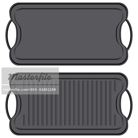 Cast iron non-stick Griddle - kitchen equipment. Vector illustration.