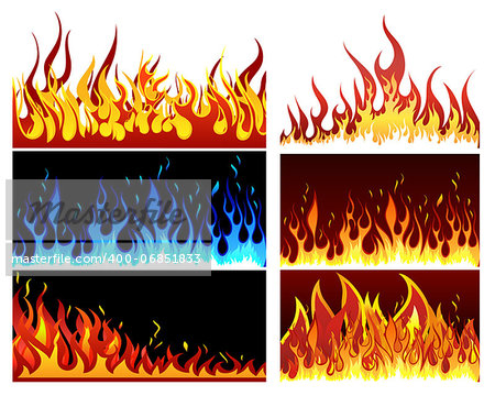 Big collection of fire elements. Fully editable EPS 10 vector illustration.