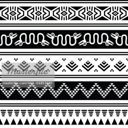 Vector seamless ethnic background in black and white