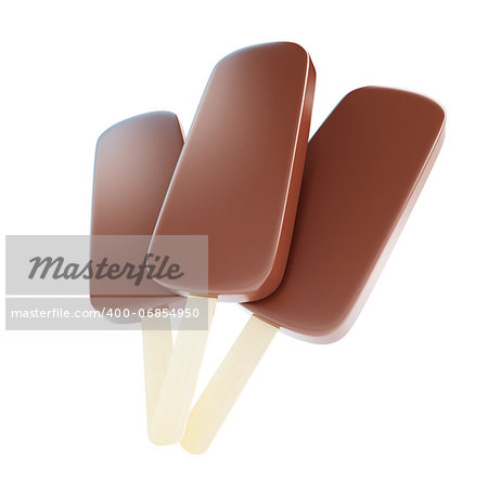 chocolate ice cream 3d Illustrations on a white background