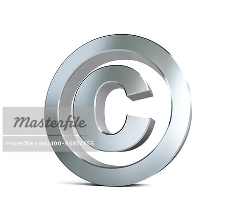 metal copyright sign 3d Illustrations on a white background
