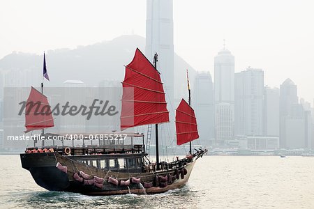 Sailing in Victoria Harbor in Hong Kong.