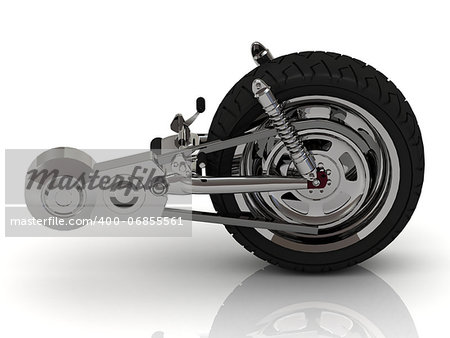 Wheel of motorcycle with chain, pedals, gears and disc